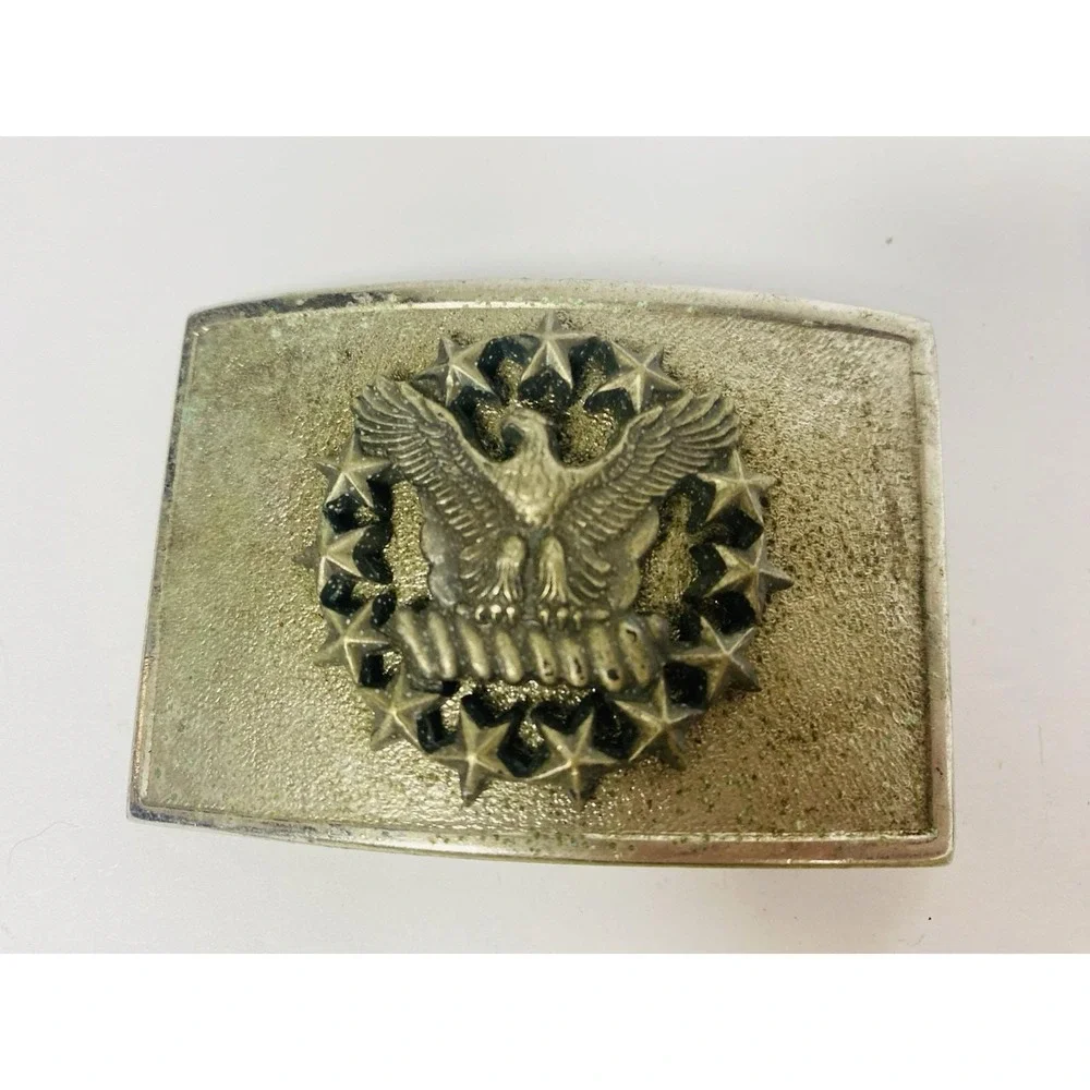 Meyer Eagle in Star Wreath‎ USN US Navy Belt Buckle Vintage Silver Tone